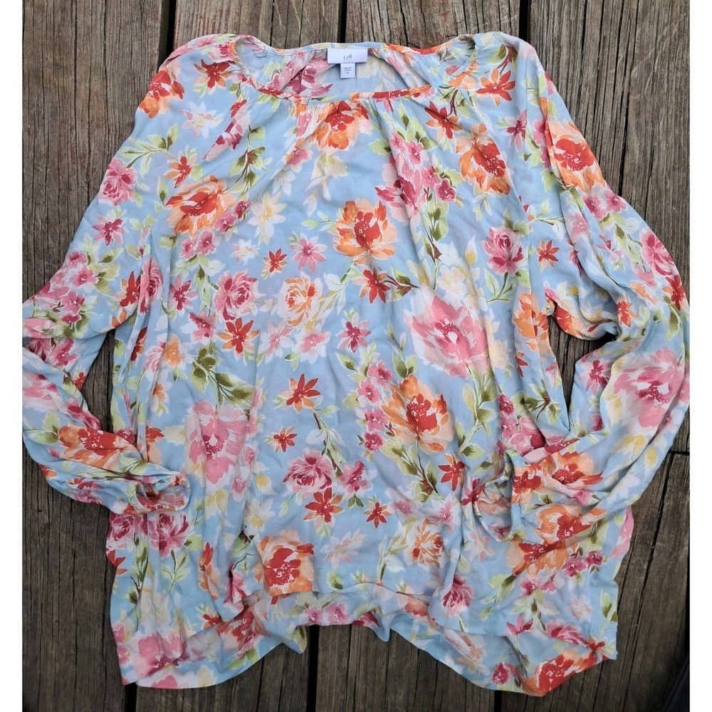 J.Jill pastel floral cold shoulder lightweight top Xl C3